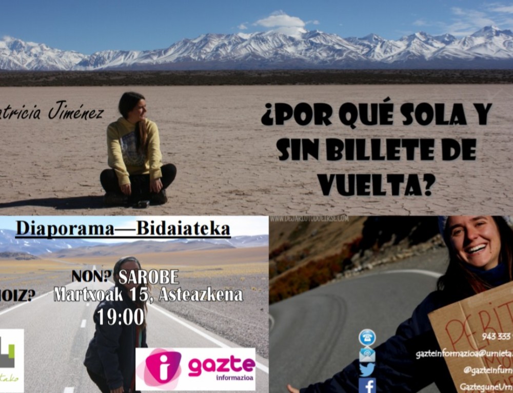 Charla viajera en Urnieta: ¿Por qué viajar sola y sin billete de vuelta?